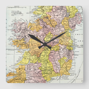 Horloge Carrée CARTE : L'IRLANDE, c1890