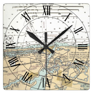 Horloge Carrée Carte marine américaine Jupiter Inlet Florida ~