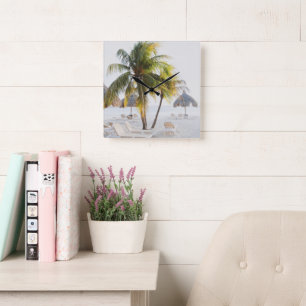 Horloge Carrée Cas Abao - Escapade de plage tropicale #4 #océan #