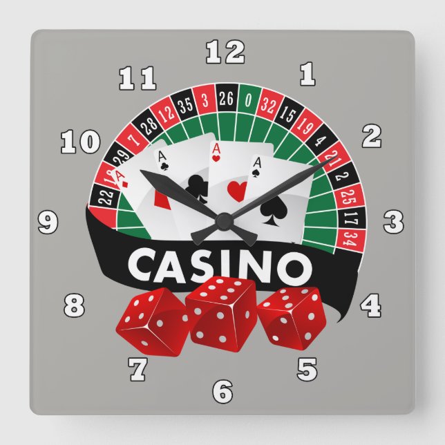 Horloge Carrée Casino gameroom decor clock (Recto)