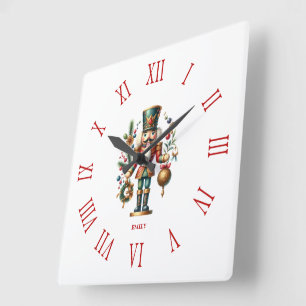 Horloge Carrée Casse-noisette de Noël de charme personnalisé