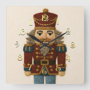 Horloge Carrée Casse-noix de Noël broderie