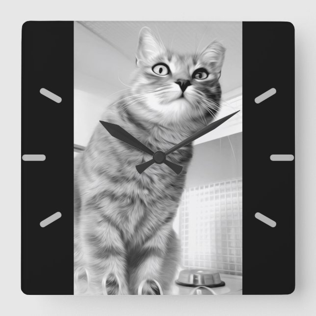 Horloge Carrée Cat (Recto)