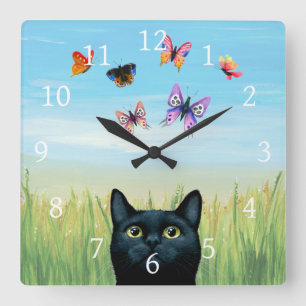 Horloge Carrée Cat 606 butterflies nature background