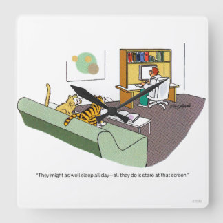 Horloge Carrée Cat Talk