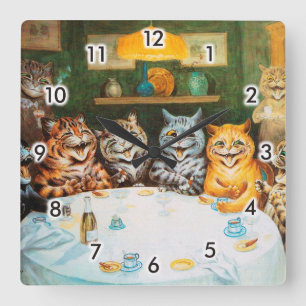 Horloge Carrée Cats Enjoying Cigars & Brandy, Louis Wain