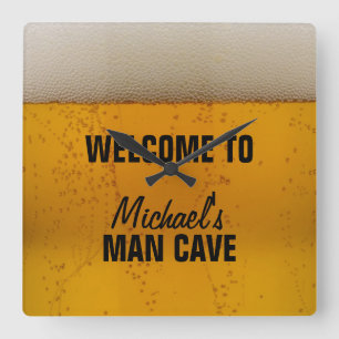 Horloge Carrée Caverne d'homme - bière