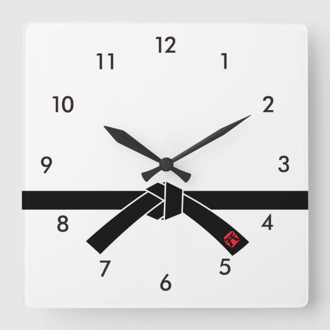 Horloge Carrée Ceinture noire, Arts martiaux 黒 帯, 武 道 (Recto)