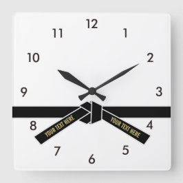 Horloge Carrée Ceinture noire personnalisable (Kuro-obi)