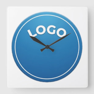 Horloge Carrée Cercle bleu, Logo rond, Badge circulaire, Concepti