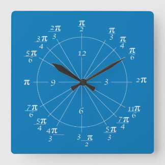Horloge Carrée Cercle d'unité Horloge-Bleu