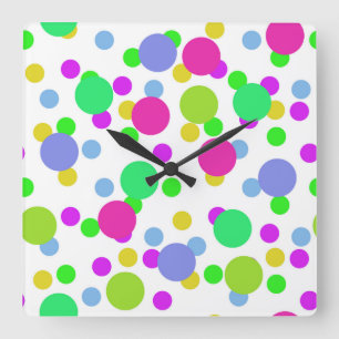 Horloge Carrée Cercles abstraits sans pareille confettis amusants