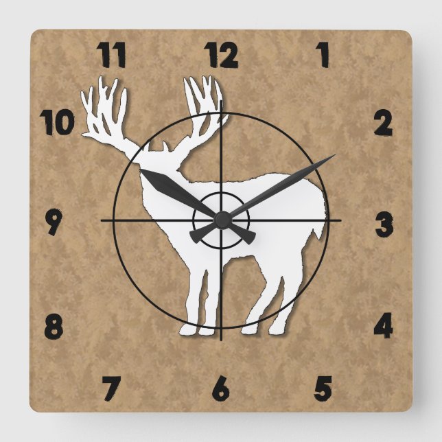 Horloge Carrée Cerfs communs dans la chasse de réticules (Recto)