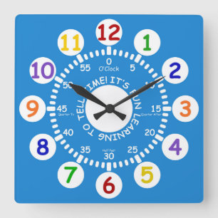 Horloge Carrée C'est amusant d'apprendre à dire à l'heure !
