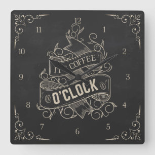 Horloge Carrée C'est l'horloge Carré Coffee O'Clock