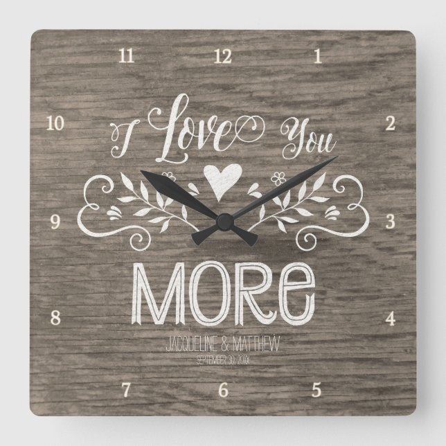 Horloge Carrée Chalkboard Leaf Heart Script Typografy (Recto)