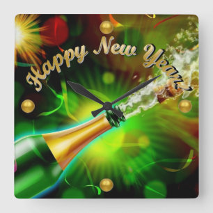 Horloge Carrée Champagne Pop