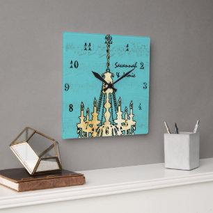 Horloge Carrée Chandelier de notes musicales personnalisées N'imp