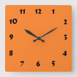 Horloge Carrée Changeable Numbered Orange Clock