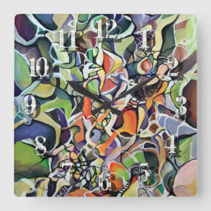 Horloge Carrée Chaos Abstract Expressionism Contemporain d'art co
