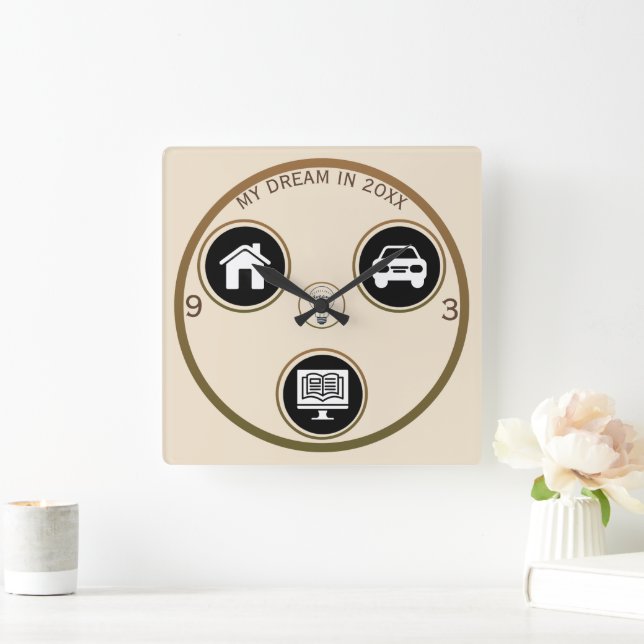 Horloge Carrée Chase Your Dreams Personal Wall Clock (Maison)