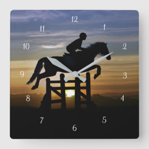 Horloge Carrée Chasseur Jumper Évasion Cheval et Rider