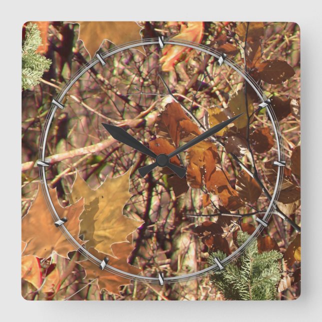 Horloge Carrée Chasseur's Fall Nature Camouflage Décor de peintur (Recto)