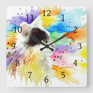 Horloge Carrée Chat 605