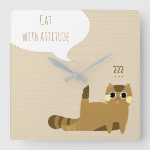 Horloge Carrée Chat avec attitude
