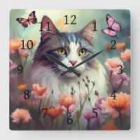 Chat avec fleurs et papillons AI Chat 701