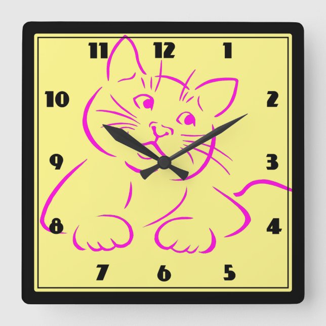 Horloge Carrée Chat de Cute (Recto)