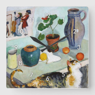 Horloge Carrée Chat et vie morte, August Macke