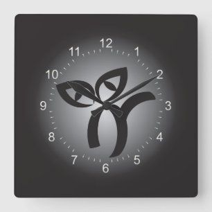 Horloge Carrée Chat noir d'Halloween