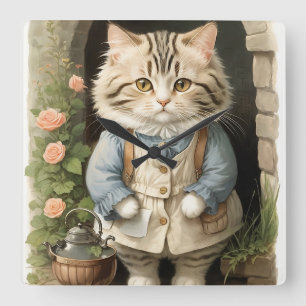 Horloge Carrée Chat Ragamuffin