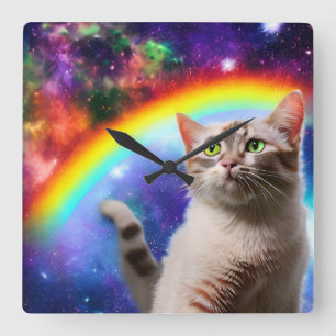 Horloge Carrée Chat spatial