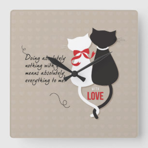 Horloge Carrée Chats amoureux