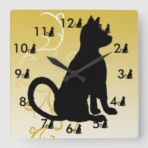 Horloge Carrée Chats noirs CricketDiane moderne fleuri d'horloge