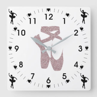 Horloge Carrée Chaussures en Ballon Rose