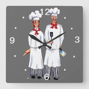 Horloge Carrée Chefs Wall Clock