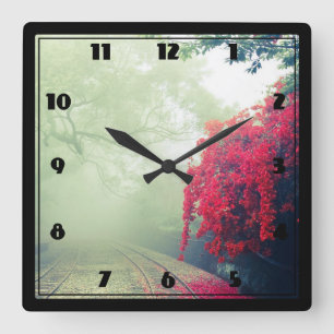 Horloge Carrée Chemins de fer Misty Photo Pittoresque
