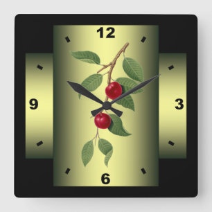Horloge Carrée Cherry Plum Fruit botanical