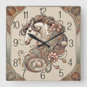 Horloge Carrée Cheval Art Déco