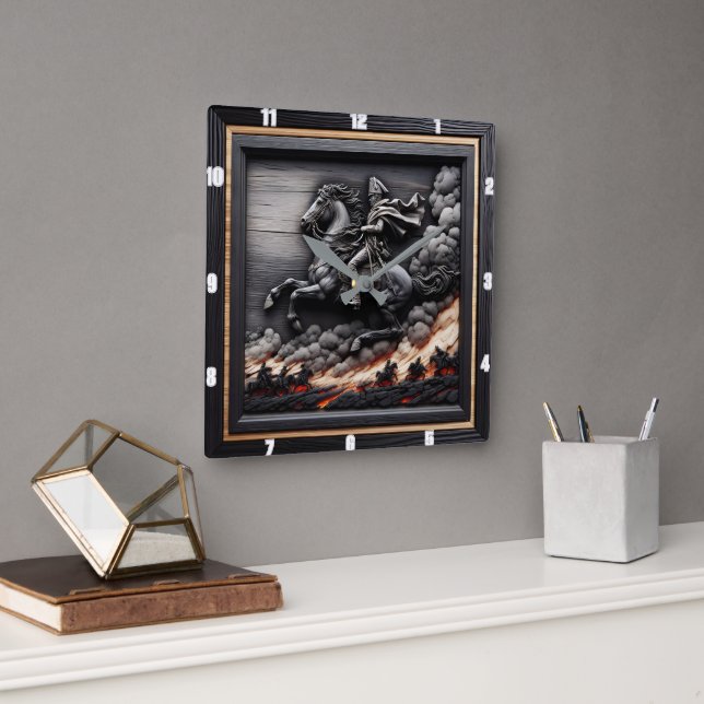 Horloge Carrée Cheval Napoléon de cavalerie (Bureau)