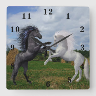 Horloge Carrée Chevaux
