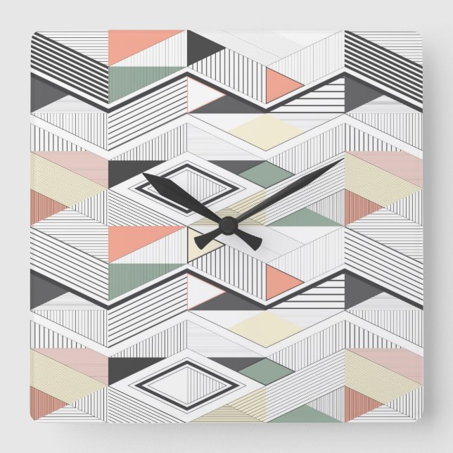 Horloge Carrée Chevron africain vector (Recto)