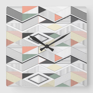Horloge Carrée Chevron rayé de vecteur africain