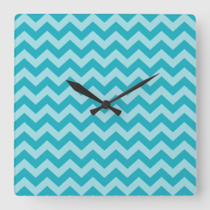 Horloge Carrée Chevrons d'humeurs marocaines Turquoise