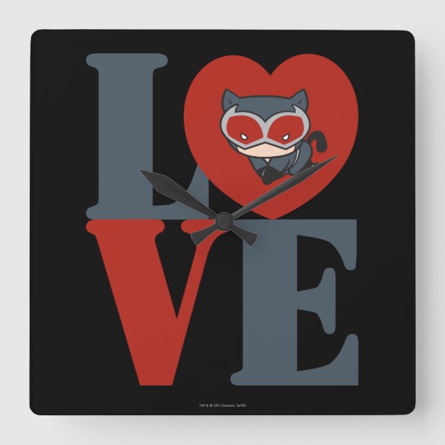 Horloge Carrée Chibi Catwoman LOVE (Recto)