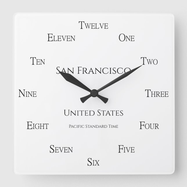 Horloge Carrée Chic Français Numéros Votre fuseau horaire préféré (Recto)