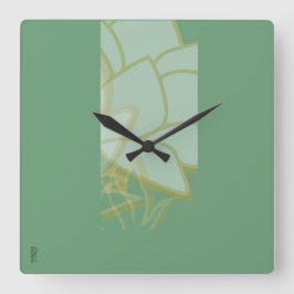Horloge Carrée Chic Gold Green White Abstrait